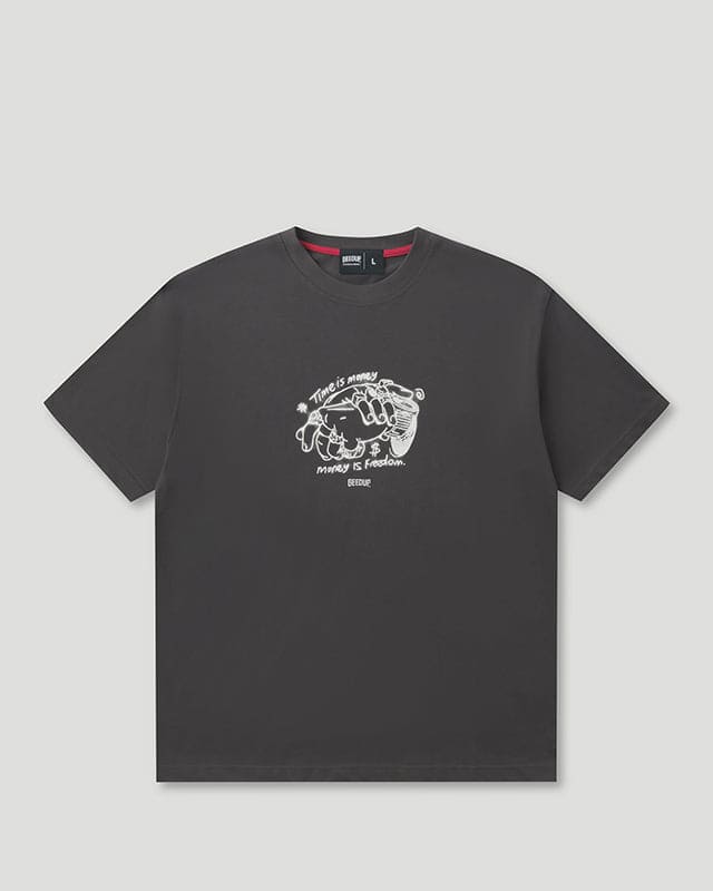 Time Is Money T-Shirt Charcoal/White - Image 2