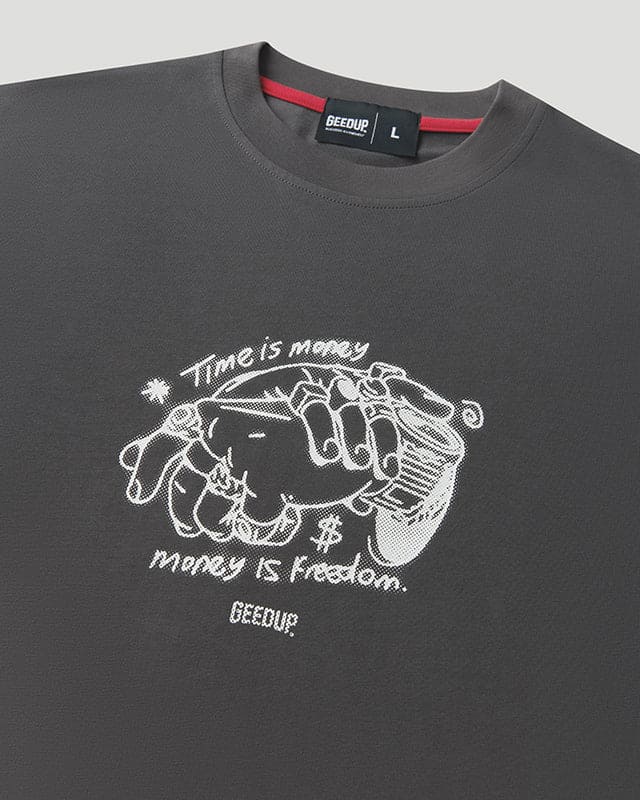 Time Is Money T-Shirt Charcoal/White - Image 3